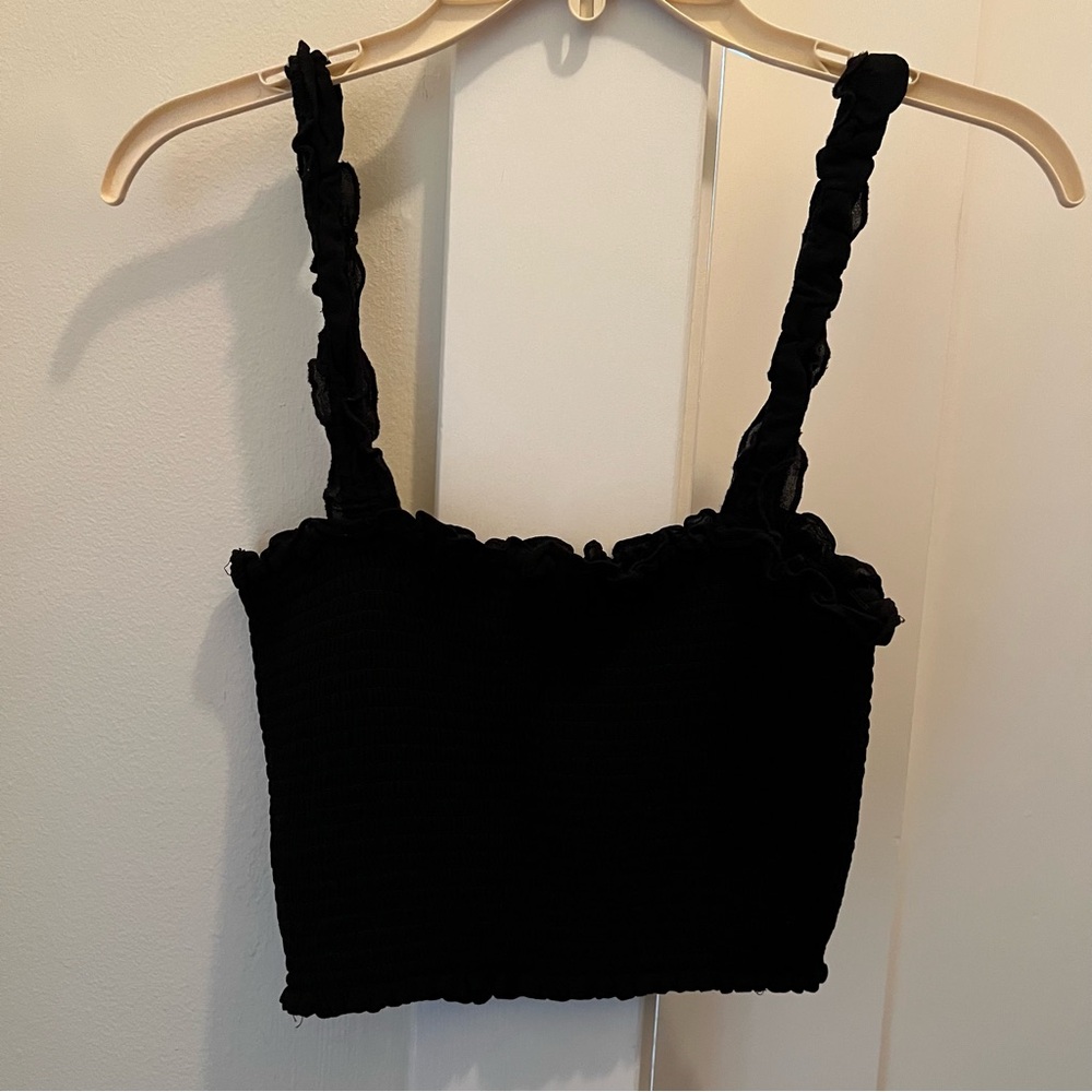 Reformation Lenore Black‎ Crop Top - Picture 3 of 7
